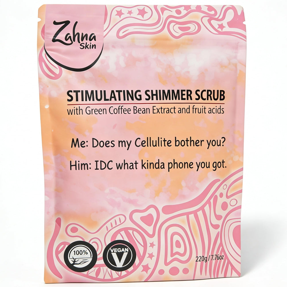 Zahna Skin Pink Himalayan Salt Scrub jar closeup showing natural exfoliation.