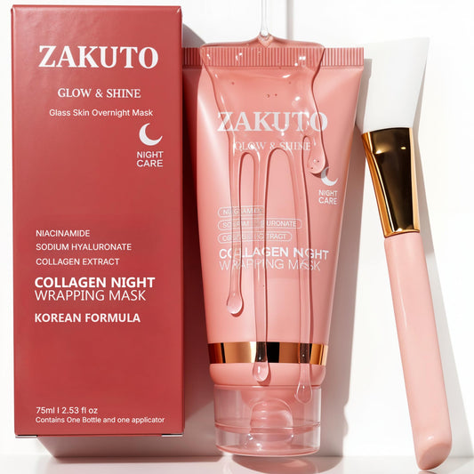 ZAKUTO Korean Formula Collagen Wrapping Mask packaging close-up for premium overnight care