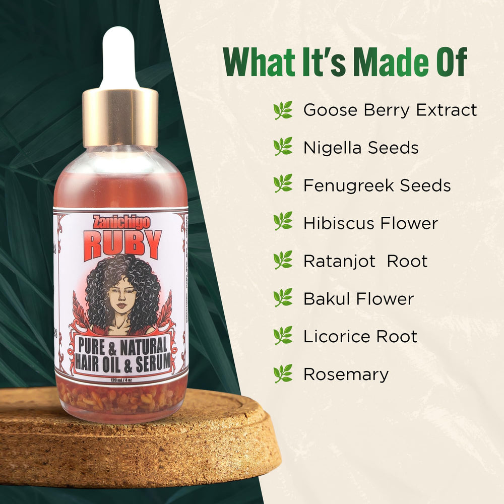 Zanichigo Ruby Hair Oil application scene, ideal for daily scalp massage.
