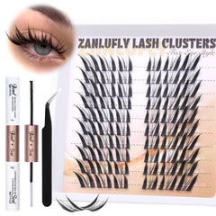 zanlufly fox eye lash clusters kit demonstrating fox eye lift for brighter eyes