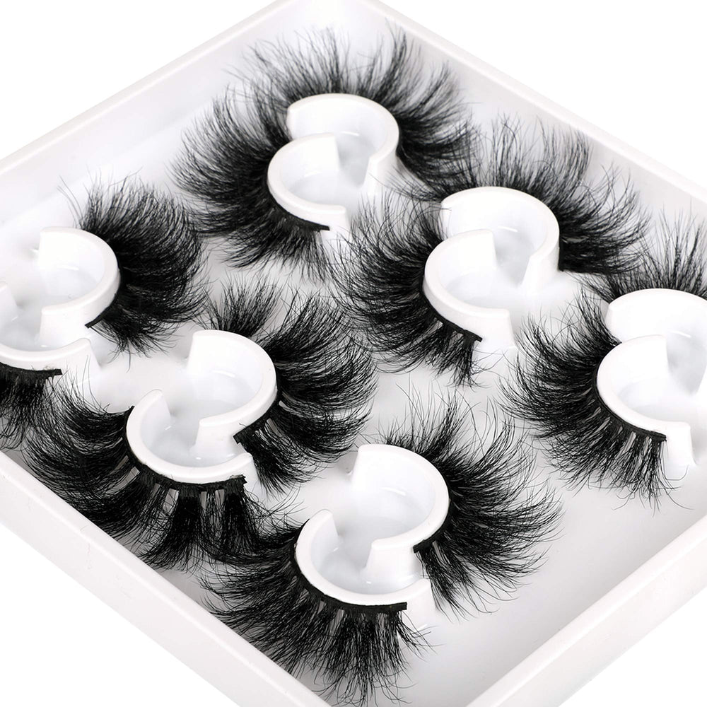 Zanlufly mink lashes tray view showing six mixed styles for versatile looks.