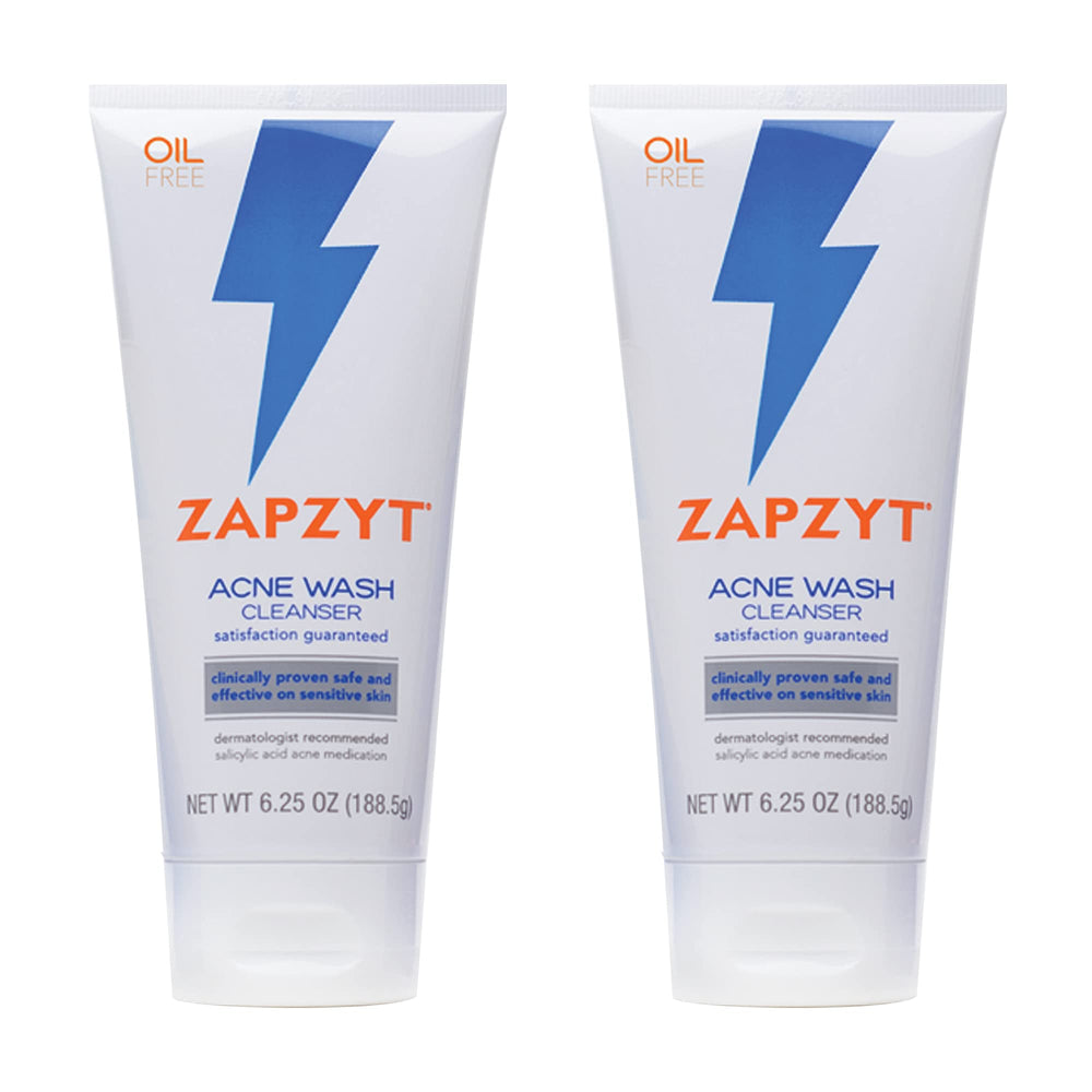 Zapzyt Acne Wash bottle front, fragrance-free cleanser for clearer pores