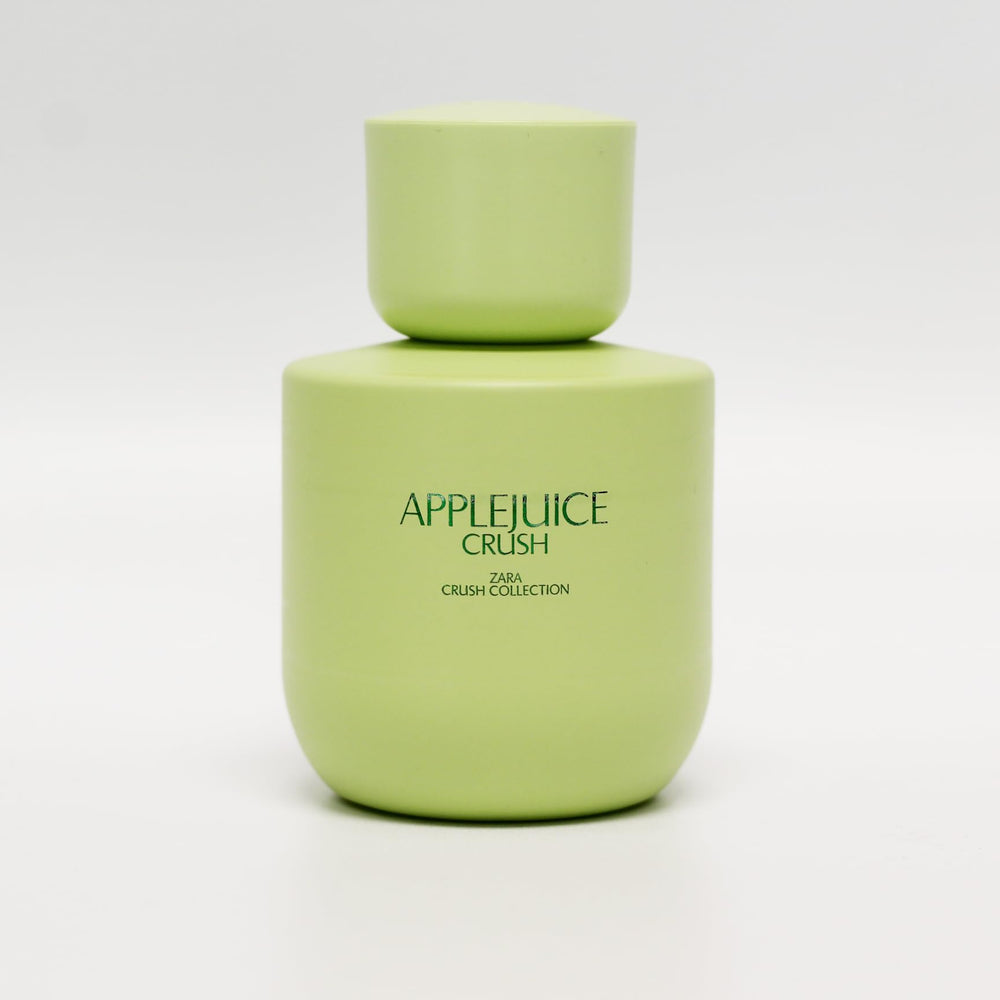 Zara Apple Juice Crush bottle side angle showcasing sleek design for vanity display