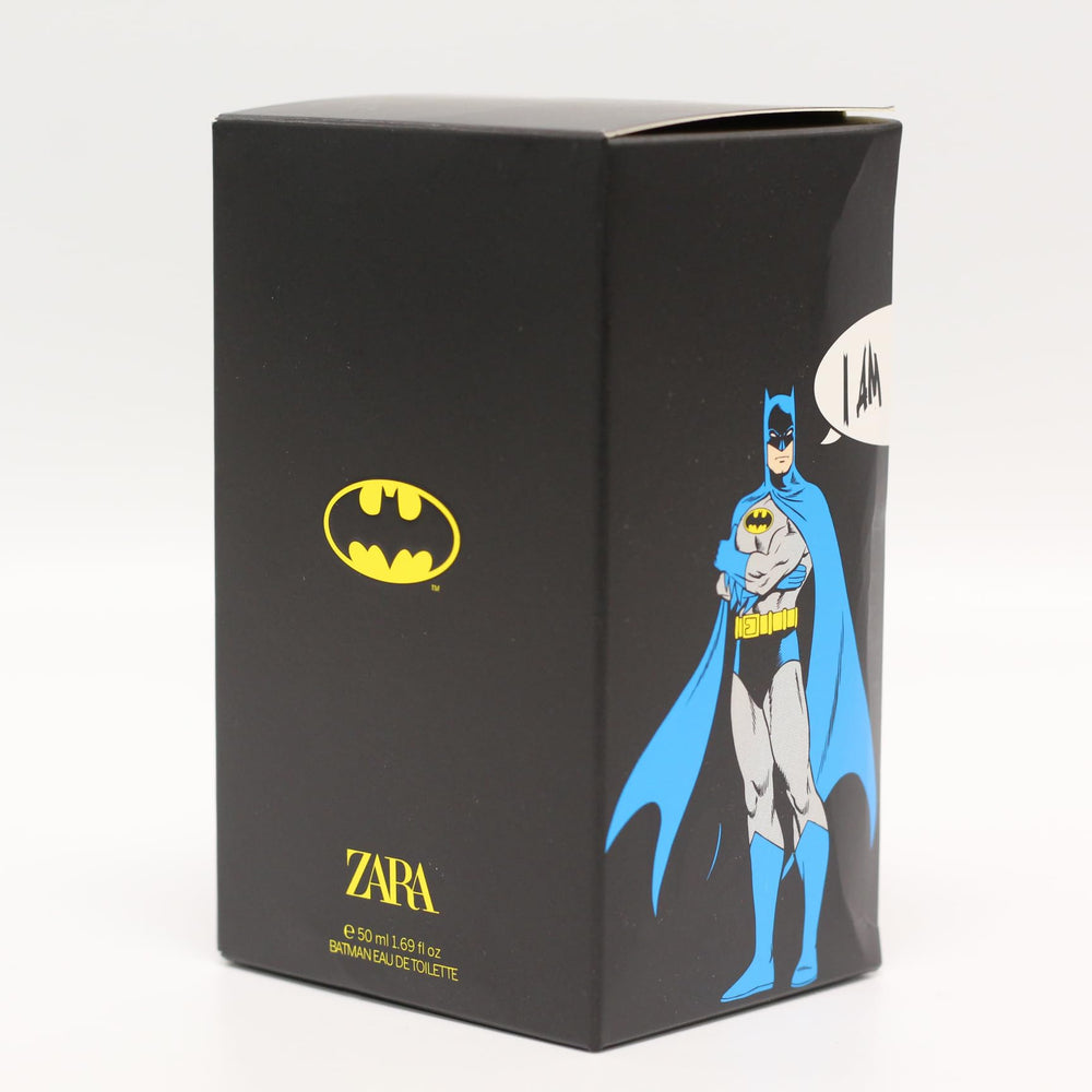 ZARA Batmen EDT packaging display with Gotham branding for gifting appeal