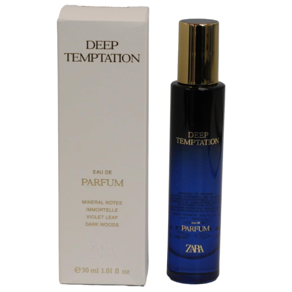 Zara Deep Temptation bottle front view, floral amber fragrance for elegant evenings.