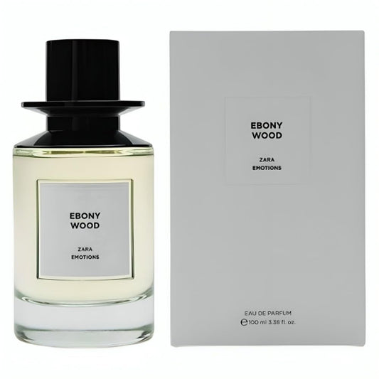 Zara Ebony Wood EDP bottle front view, ideal for everyday elegance and confident daytime wear.