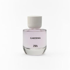 Zara Gardenia bottle side view, sleek and modern design.