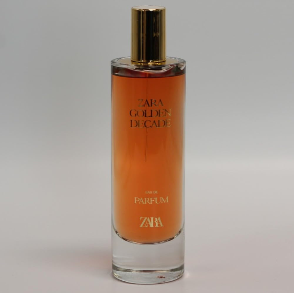 Zara Golden Decade bottle close-up, highlighting refined notes for evening use