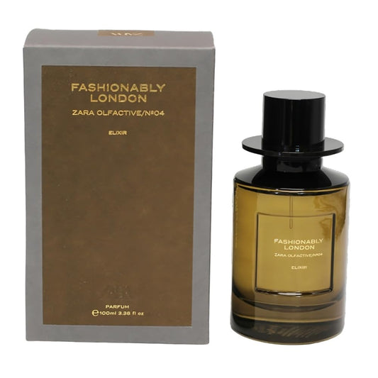 Zara Olfactive Nº04 Fashionably London Elixir bottle, premium long-lasting floral fragrance for confident wear