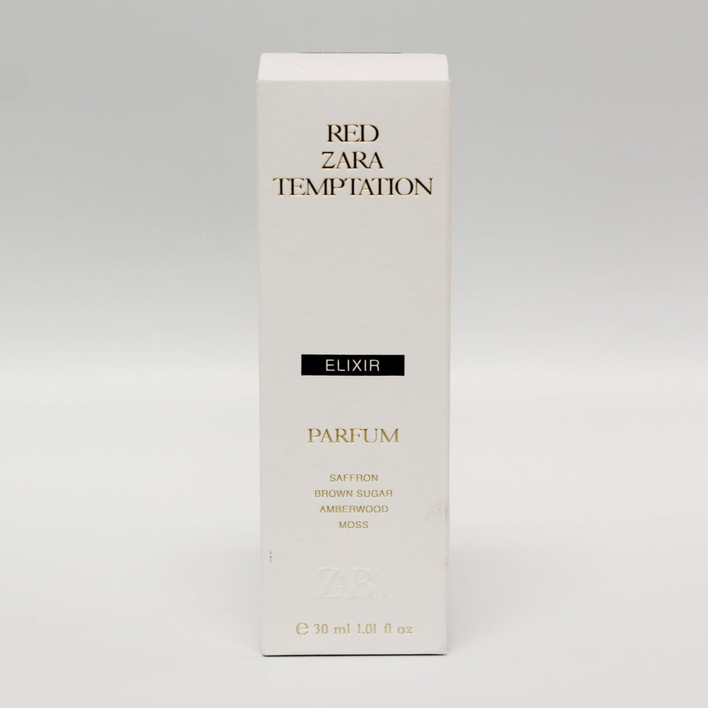 Zara Red Temptation Elixir packaging highlights travel-friendly size.