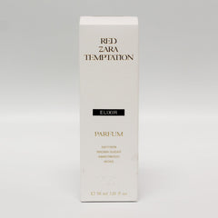 Zara Red Temptation Elixir packaging highlights travel-friendly size.