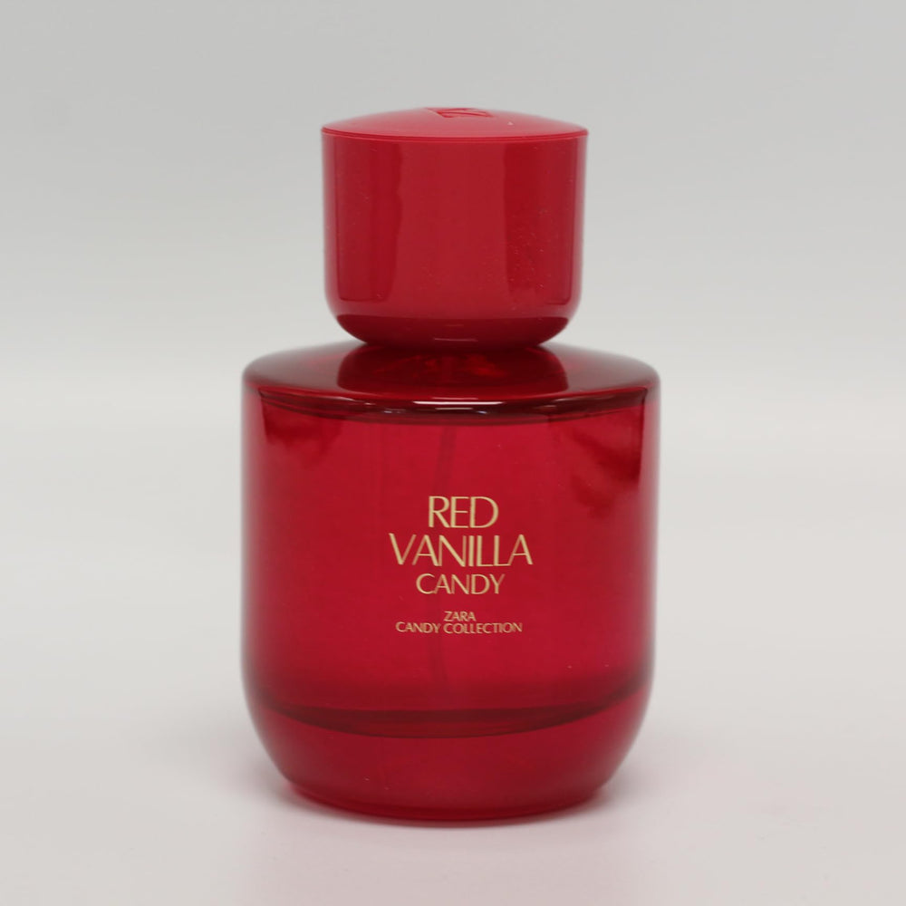 ZARA Red Vanilla Candy bottle closeup highlights gourmand notes for evenings.