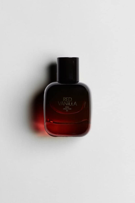 ZARA Red Vanilla EDT bottle close-up, creamy vanilla base for daily wear.