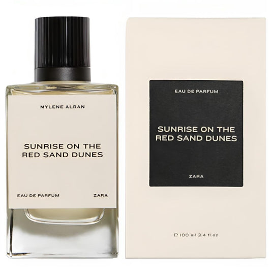 Zara Sunrise bottle front adapting to a desert sunrise look, perfect for daily wear.
