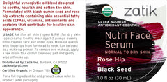 Zatik Nutri Face Serum dropper pouring for quick-absorbing texture