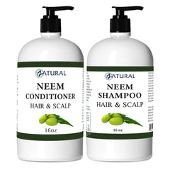 Zatural Neem shampoo bottle pour emphasizing antioxidant-rich formula for scalp health
