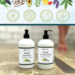 Zatural Neem shampoo cap demonstrates easy dispensing for daily cleansing