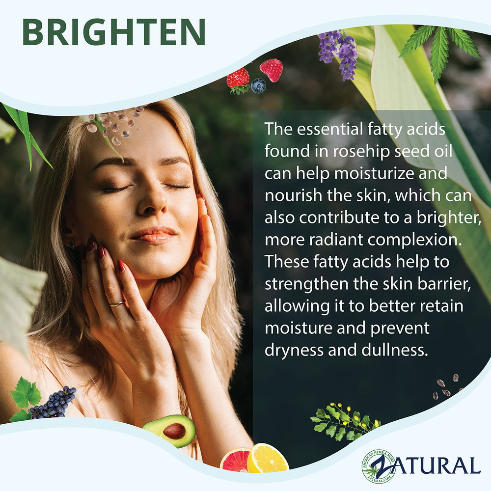 Zatural rosehip oil applied to hair and scalp for moisture and shine.
