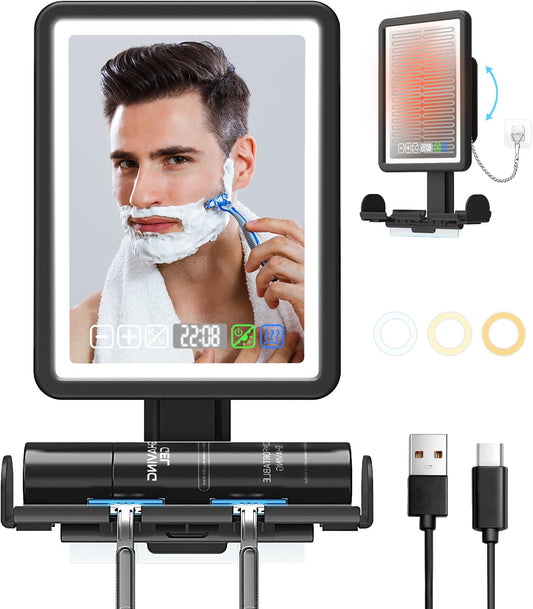 ZDXBO fogless shower mirror front view shows clear reflection for grooming