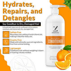 Creamy texture of Zealios conditioner shown for soft, manageable hair.