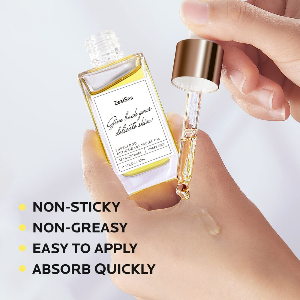ZealSea Superfood Face Oil dropper demonstrates precise application for nourishment