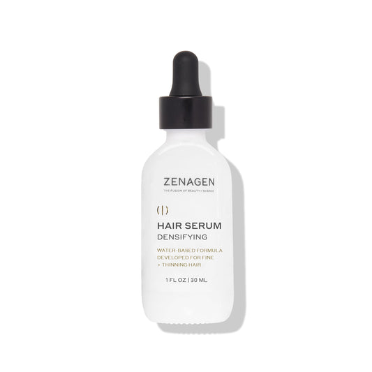 Zenagen Densifying Hair Serum bottle front, lightweight non greasy formula for fine hair