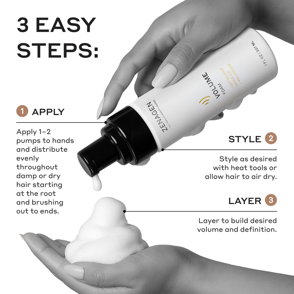 Volume Foam in use for easy, lasting volume with Zenagen Eclipse