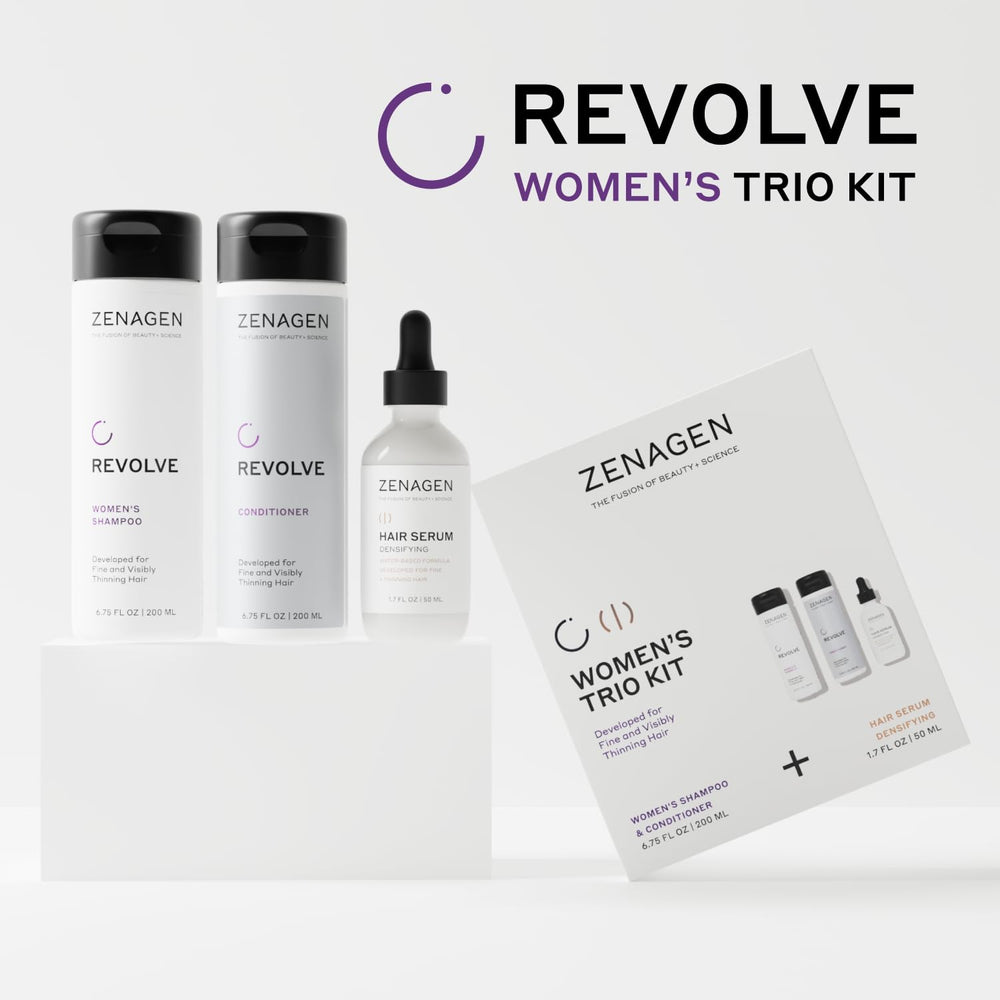 Zenagen Revolve densifying serum bottle may boost fullness with regular use.