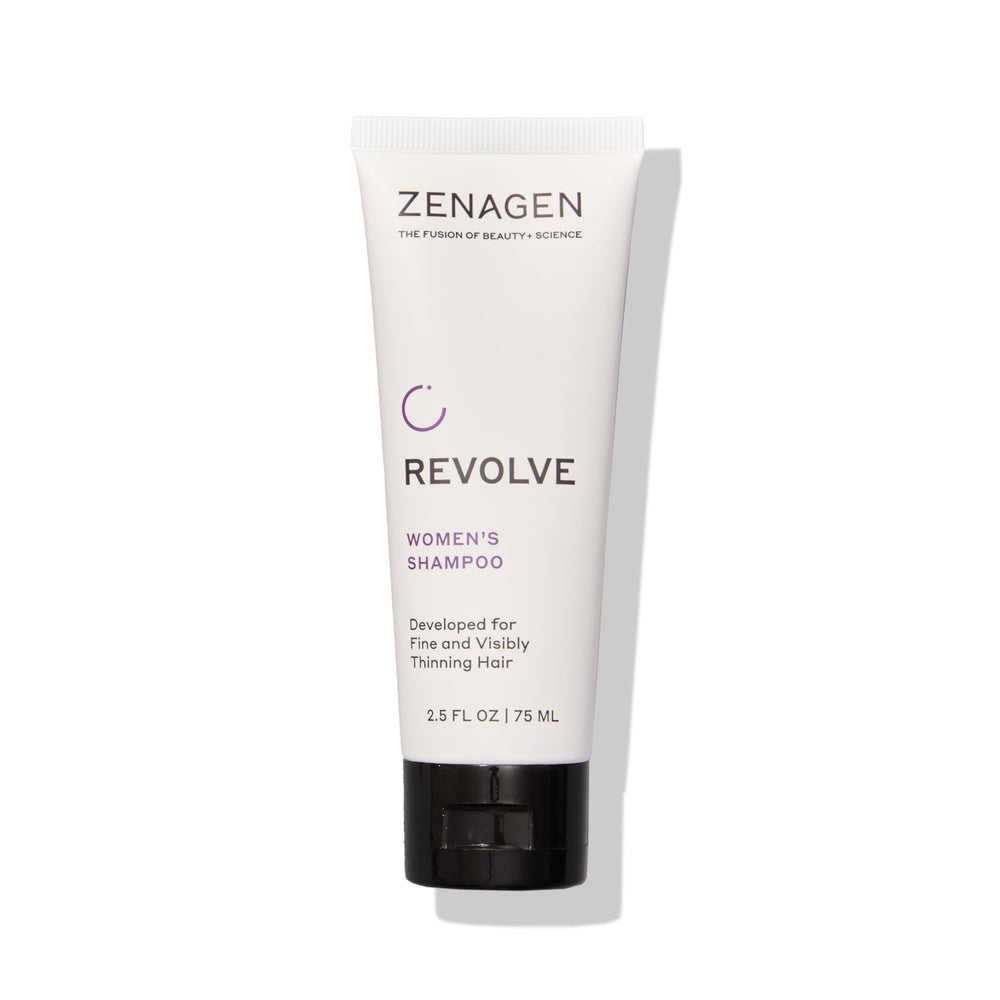 Zenagen Revolve shampoo bottle front view showing thickening formula for finer hair