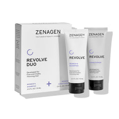 Zenagen Revolve shampoo travel bottle for color-safe cleansing on the go.