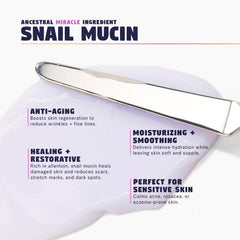 Zen Dew snail mucin texture swirl demonstrates creamy, soothing hydration.