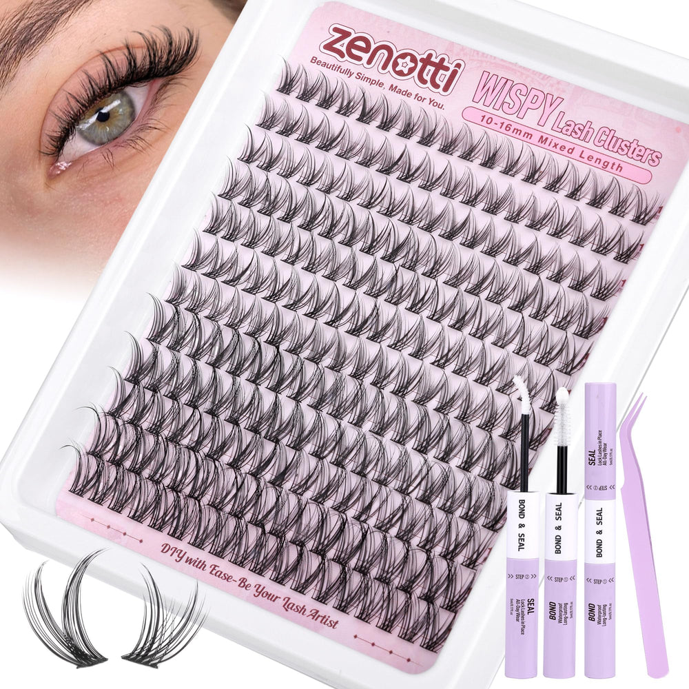 Zenotti Lash Clusters Kit wispy outer-16mm close-up shows natural lift