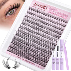 Zenotti Lash Clusters Kit wispy outer-16mm close-up shows natural lift