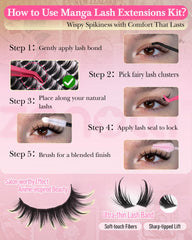 Zenotti Manga Lash Clusters Kit long-wear support helps maintain a defined look.