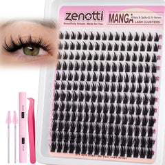 Zenotti Manga Lash Clusters Kit wispy natural lashes for a subtle, anime-inspired daily look.