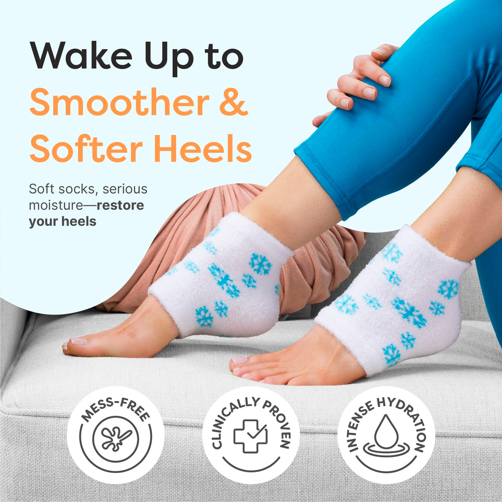 ZenToes gel-lined heel sock highlights targeted moisturization.