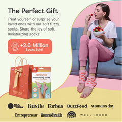 ZenToes moisturizing socks pink strawberries shade for long-lasting comfort.