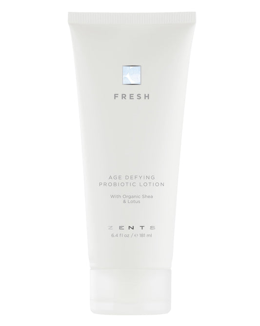 Zents age-defying lotion bottle front highlights premium moisturizing formula.