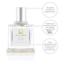 Zents Oolong pulse-point spray demonstrates lasting fragrance on skin.