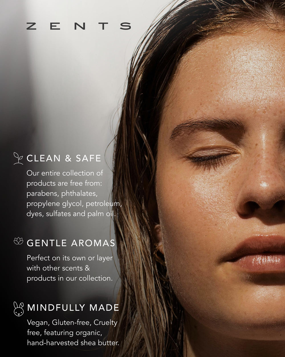 Eco-friendly packaging highlighting vegan, cruelty-free ingredients.