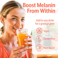 Zeria Drops in a glass with water, promoting a gradual, even glow.