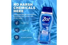 Shower scene with mist and ocean-inspired ambiance featuring Zest
