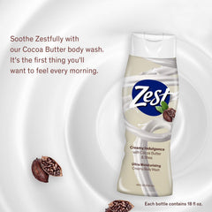Close-up of Zest Cocoa Butter and Shea foam for deep nourishment during shower.
