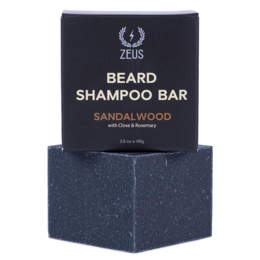 ZEUS Beard Wash Bar bottle pour highlights hydrating formula for daily beard care.