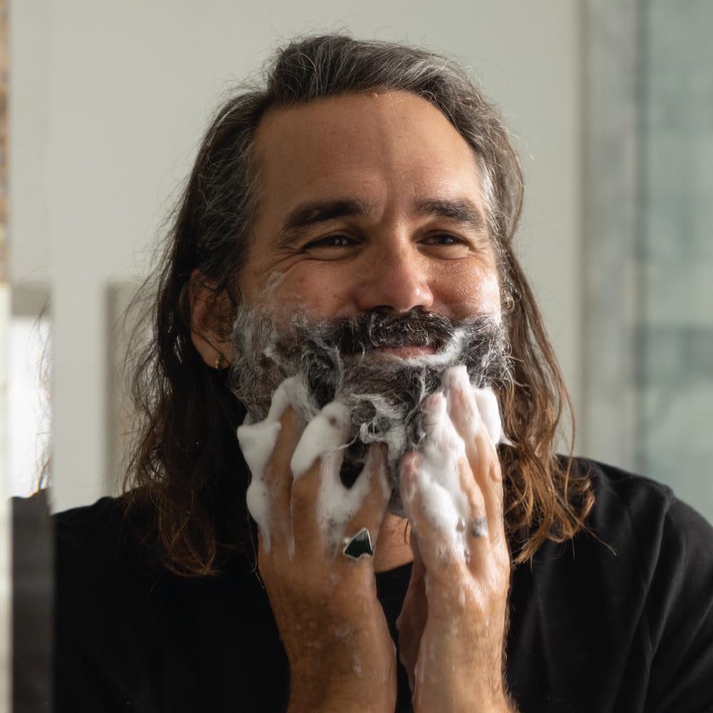 ZEUS Beard Wash Bar with charcoal, shea butter, and olive oil for purifying cleanse