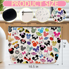 ZHAMEN mouse print linen bag is a durable travel companion for cosmetics.