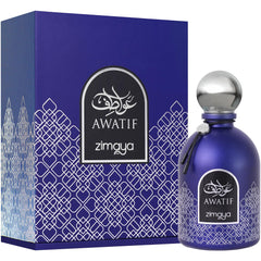 zimaya Awatif Pour Homme bottle cap close-up highlighting warm woody finish for evenings
