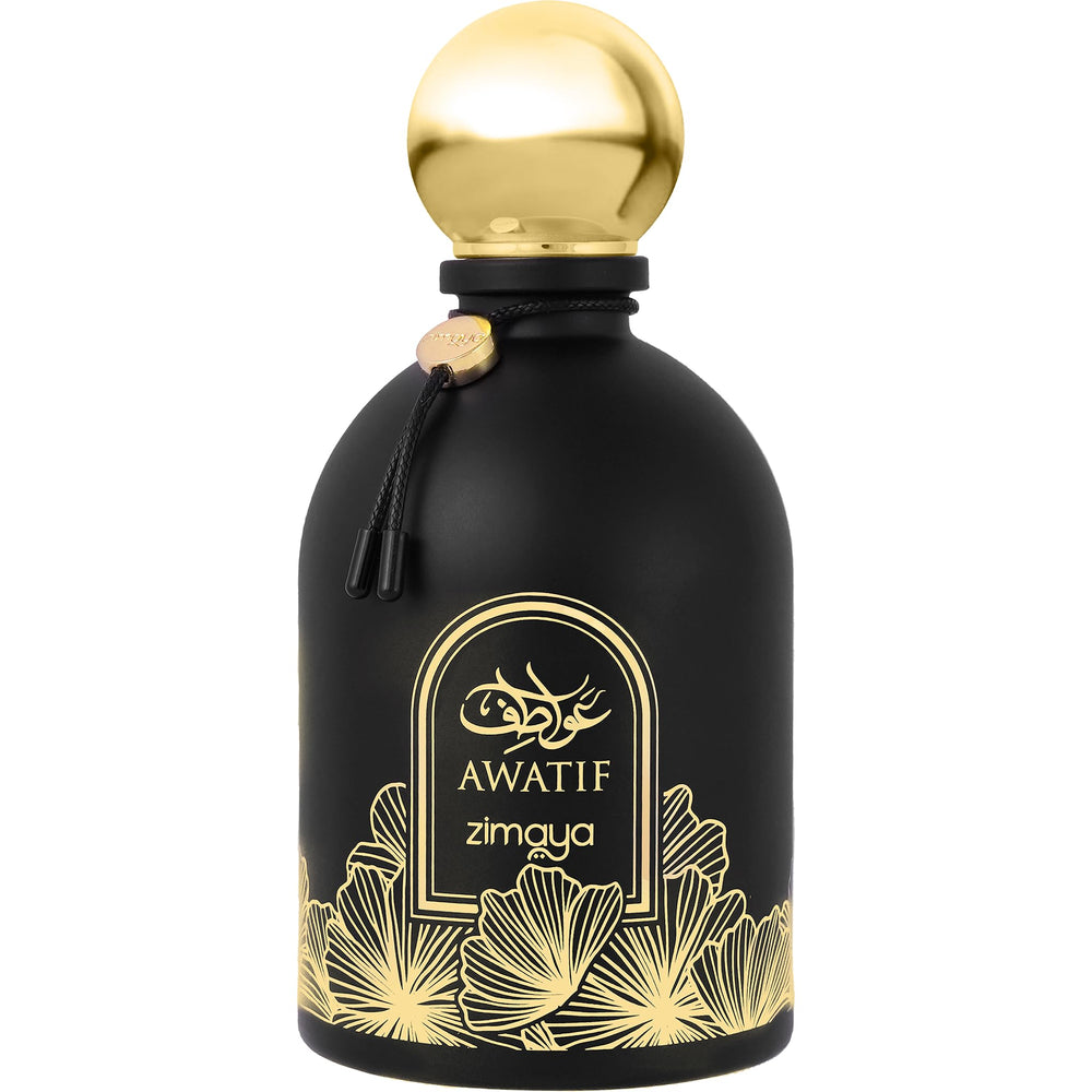 Zimaya Awatif parfum bottle with mandarin and bergamot opening for an energizing scent experience