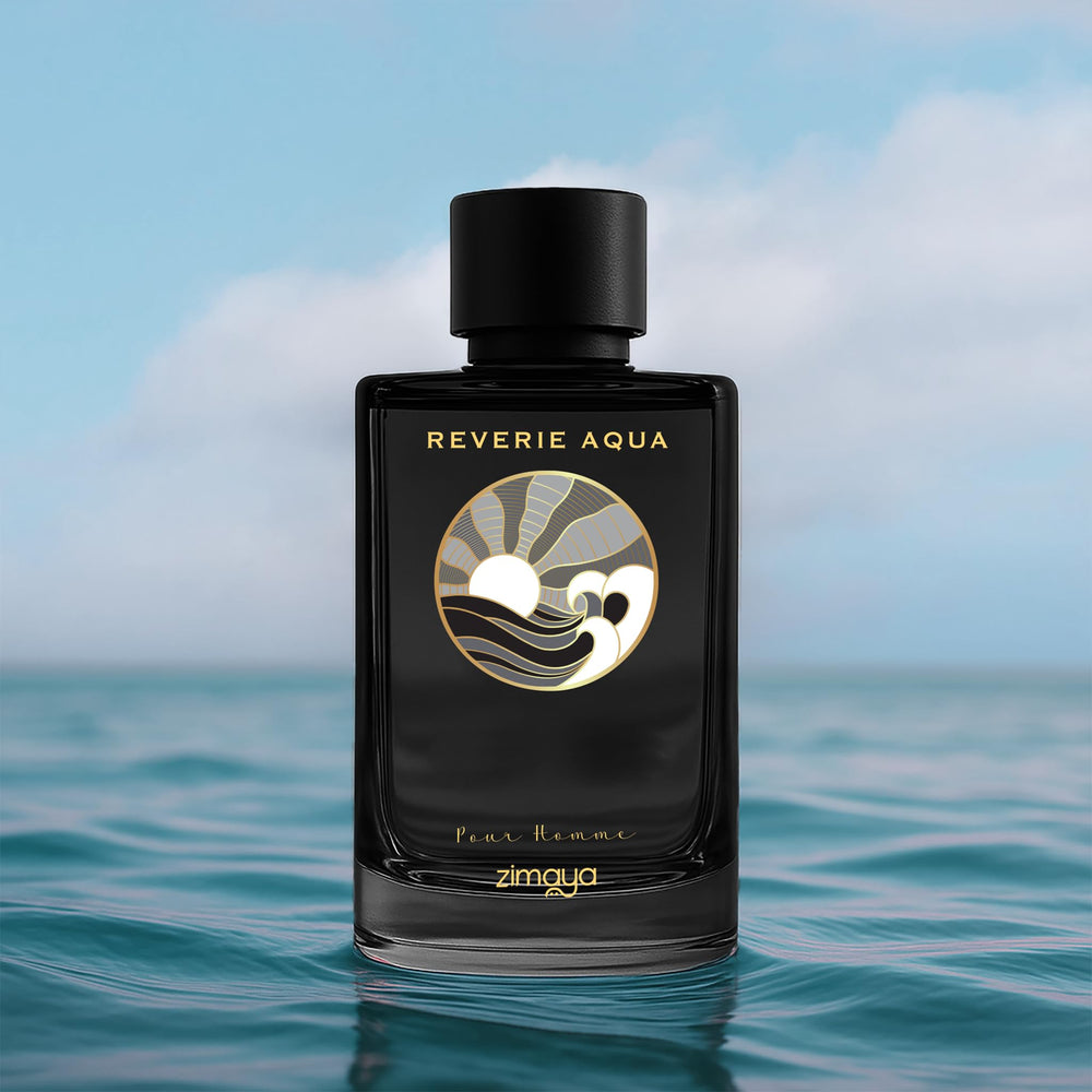 Zimaya Reverie Aqua Pour Homme outer box, premium packaging that conveys refined taste.