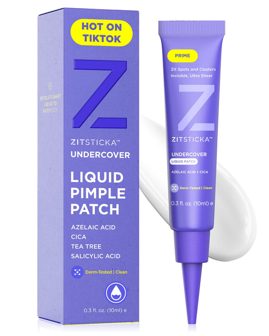 ZitSticka liquid pimple patch tube packaging for convenient on-the-go acne care.